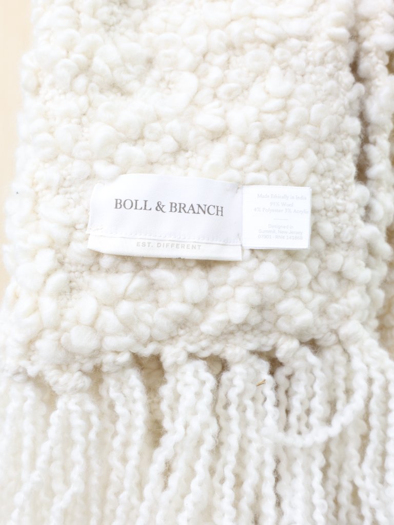 Boll & Branch Cream Wool Scarf One Size — image 4 of 4